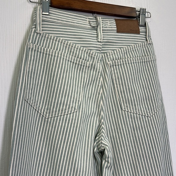 Madewell - The Perfect Vintage Wide - Leg Pale Celadon Stripe Crop Jean Size 23 - Picture 10 of 12